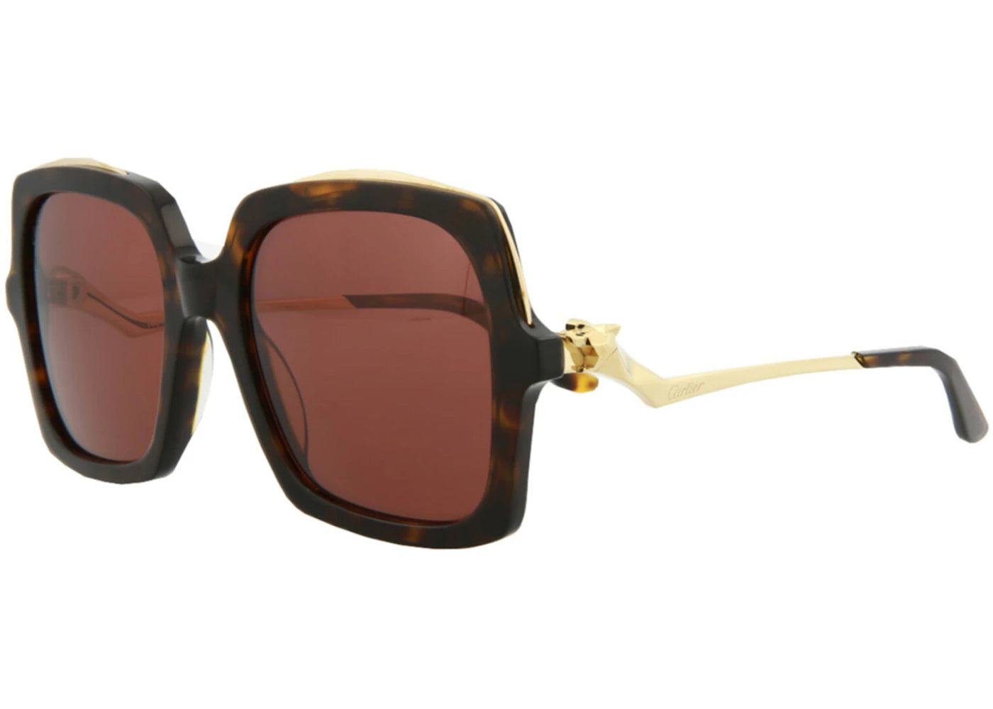 Cartier Square Sunglasses Havana/Gold/Red (CT0117S-30003112-002)