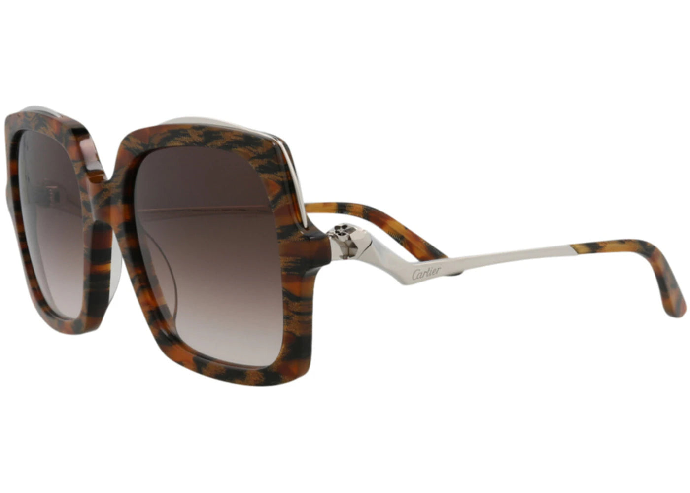 Cartier Square Sunglasses Havana/Silver/Brown (CT0117S-30003112-003)