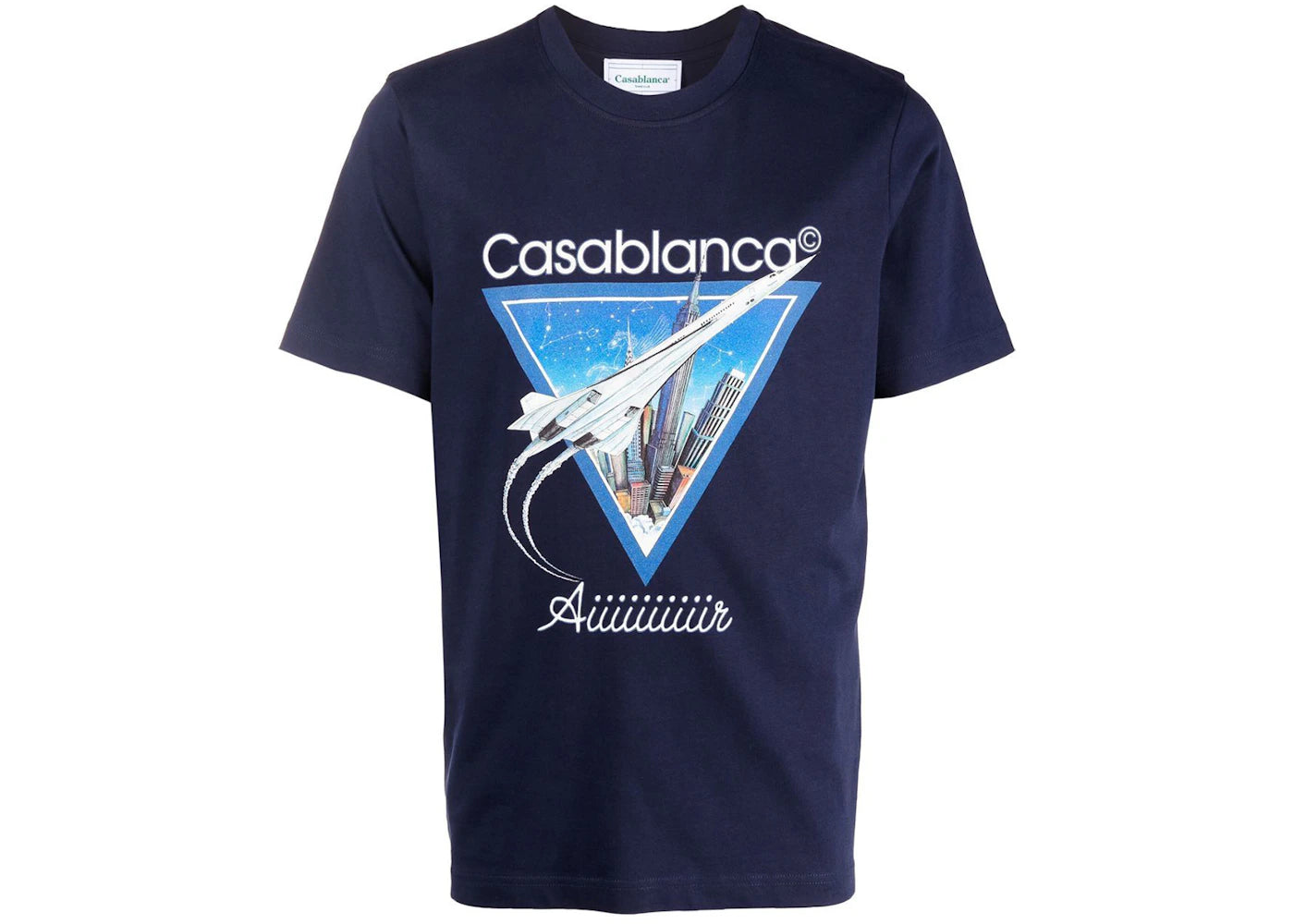 Casablanca Aiiiiir Print Organic Cotton T-shirt Navy