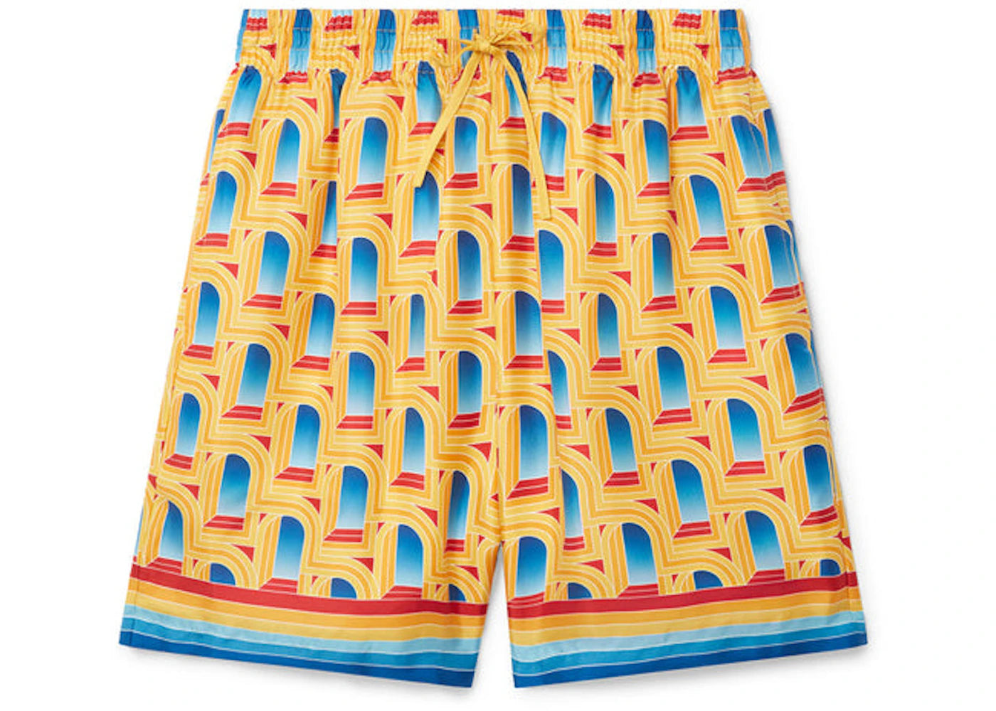 Casablanca L'Arche De Jour Silk Shorts Yellow/Orange/Blue