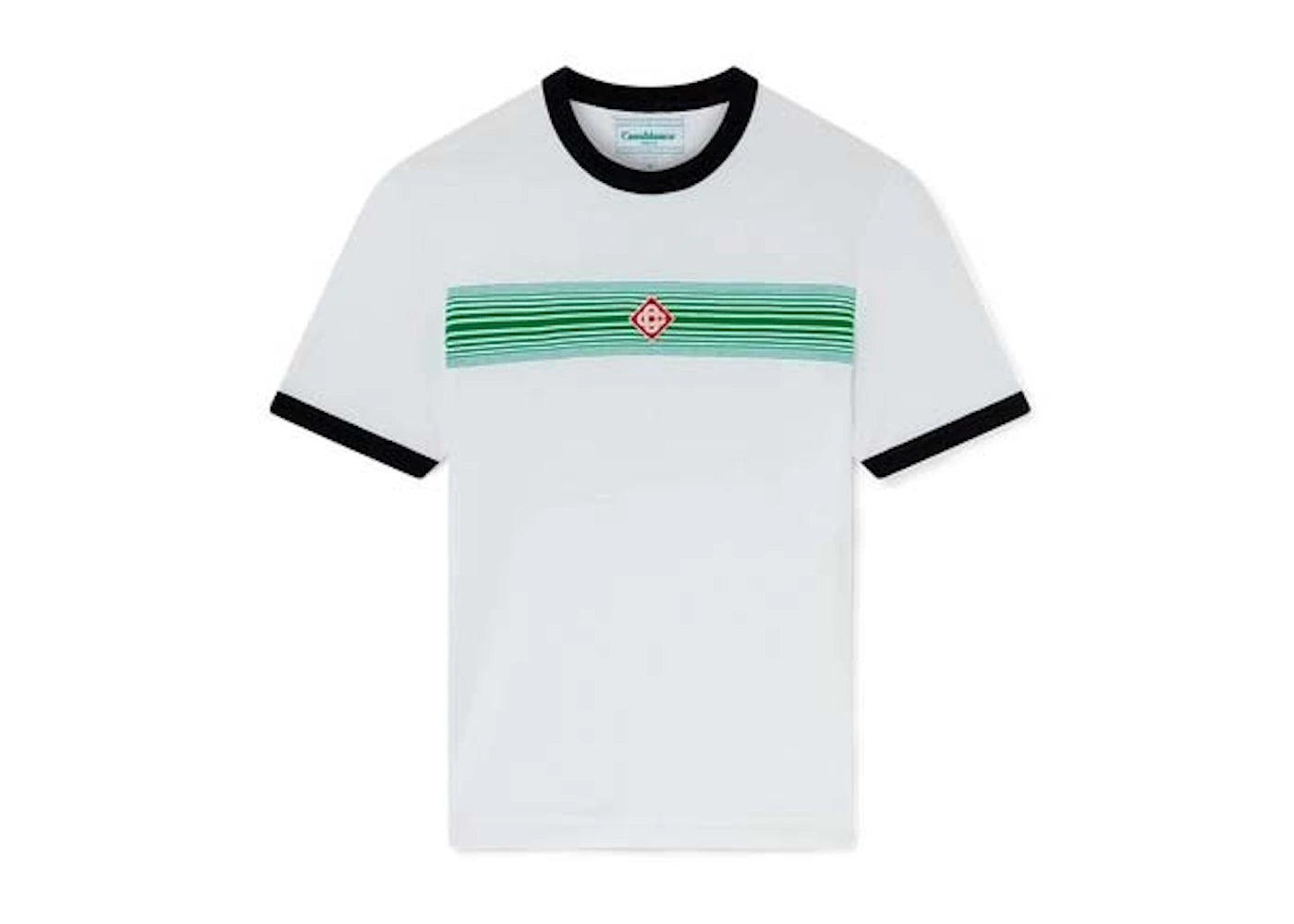 Casablanca Logo Stripe Ringer T-Shirt White