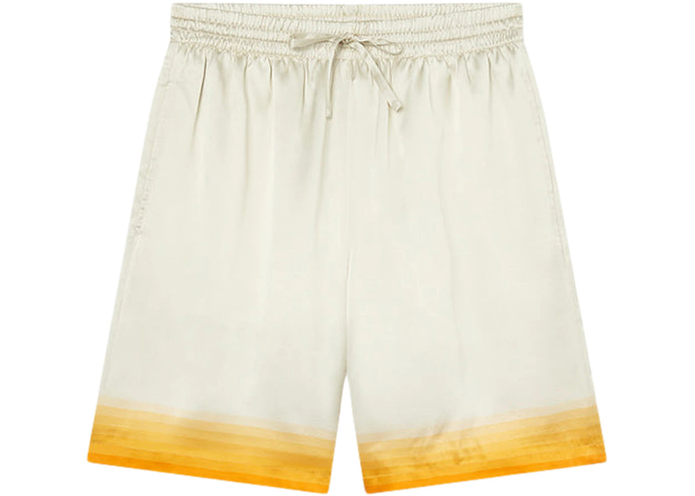 Casablanca Panoramique Silk Satin Shorts Ivory White/Orange