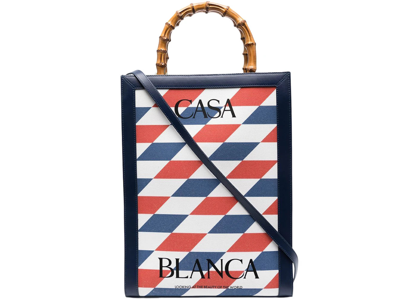 Casablanca  Tote Bag Argyle Check Print Red/White/Navy