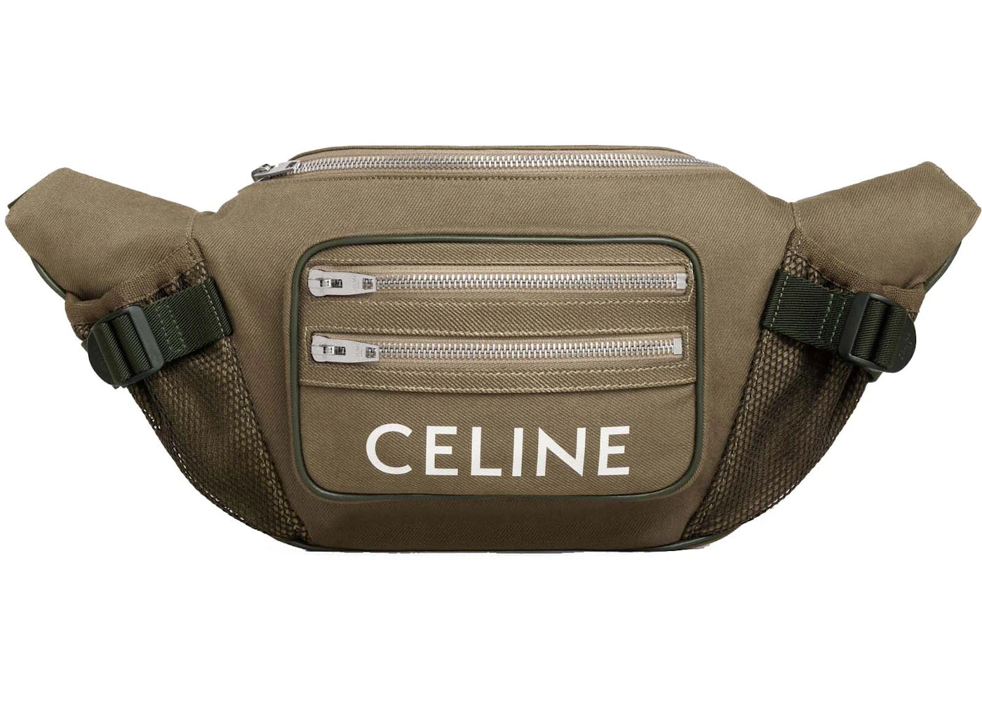 Celine Belt Bag Trekking in Cotton Gabardine with Celine Print Khaki