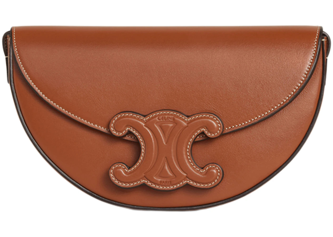 Celine Besace Shoulder Bag Triomphe Embroidery Tan