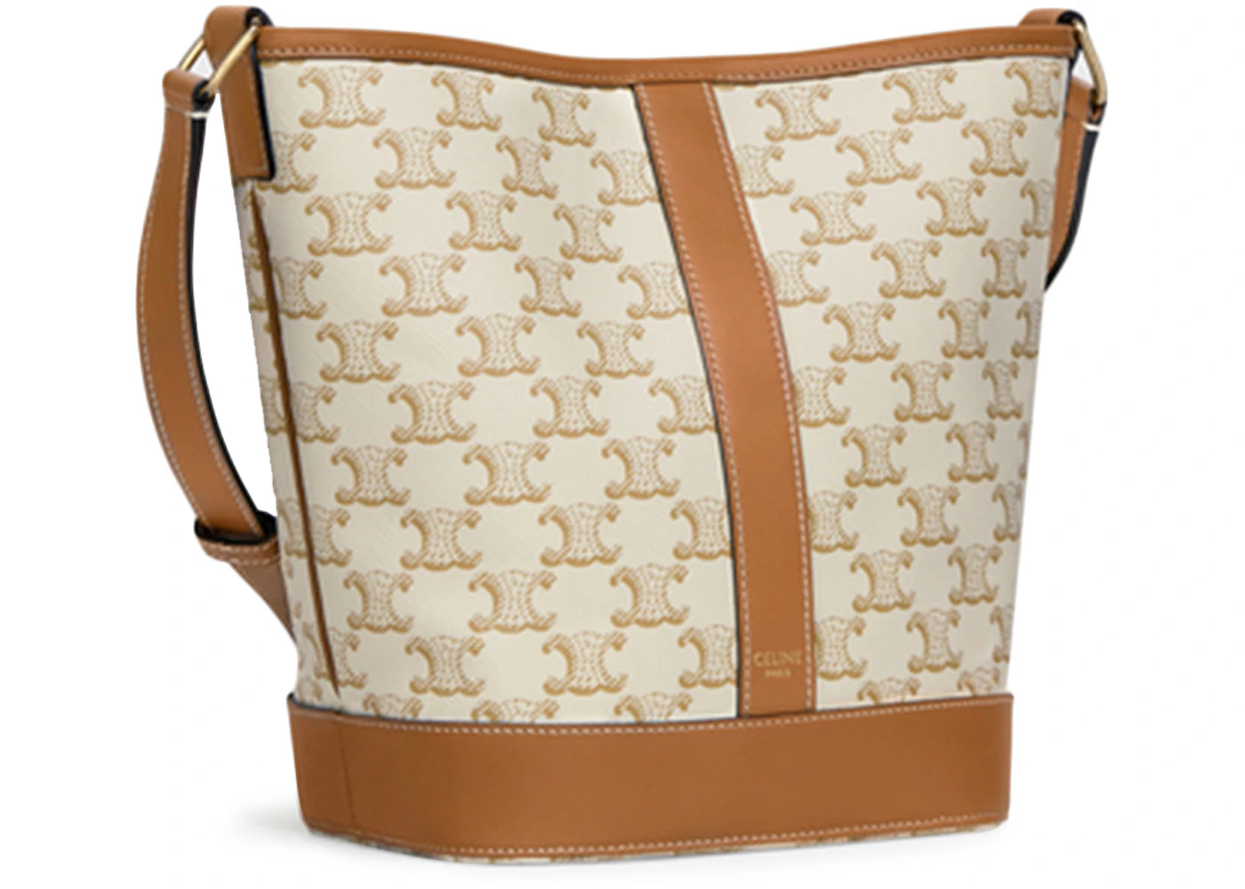Celine Bucket Bag Small Triomphe White