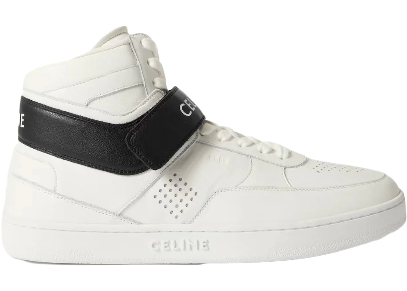 Celine CT-03 Leather High-Top Sneakers White Black