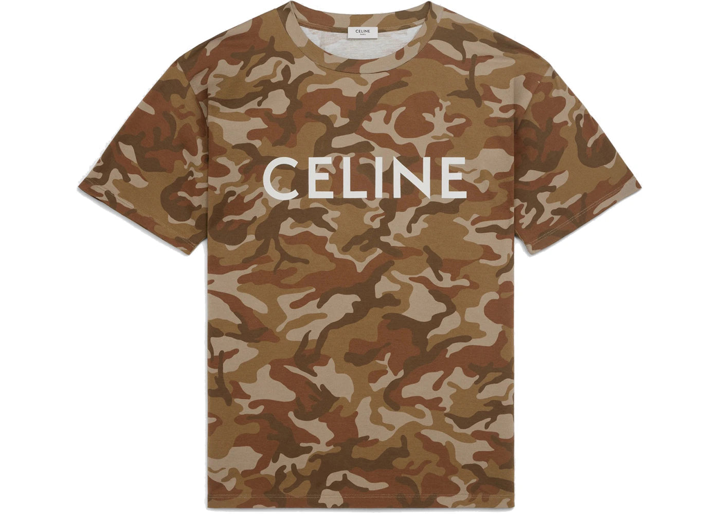 Celine Camo Washed White T-shirt Camouflage