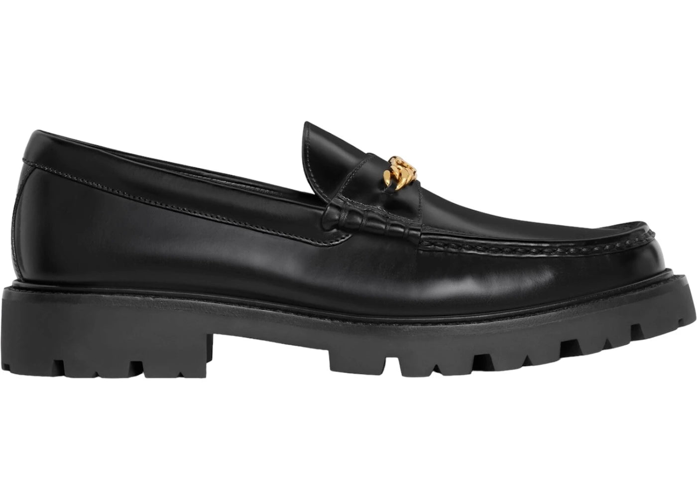 Celine Chunky Triomphe Loafer Black Gold Chain