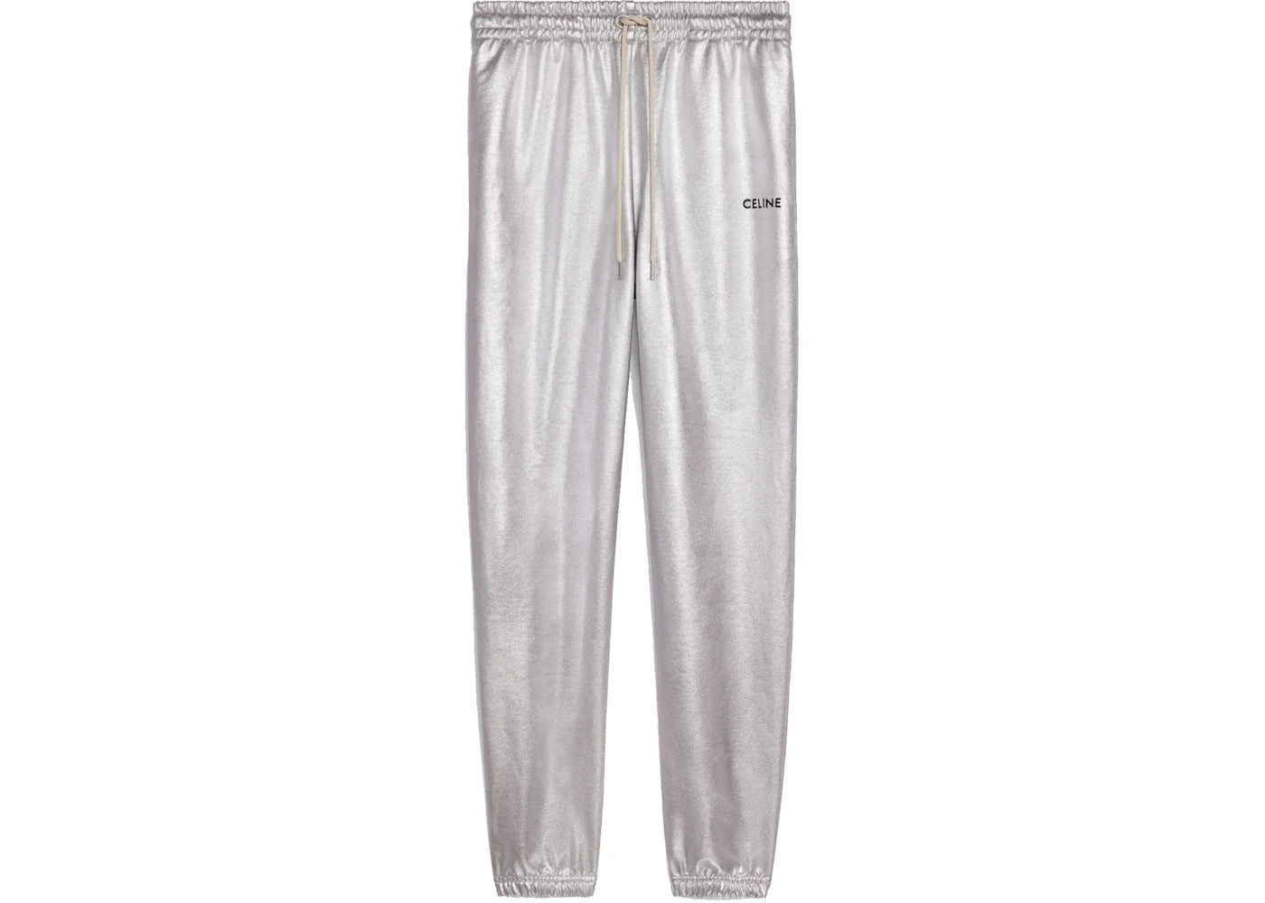 Celine Embroidered Track Pants In Cotton Fleece Silver