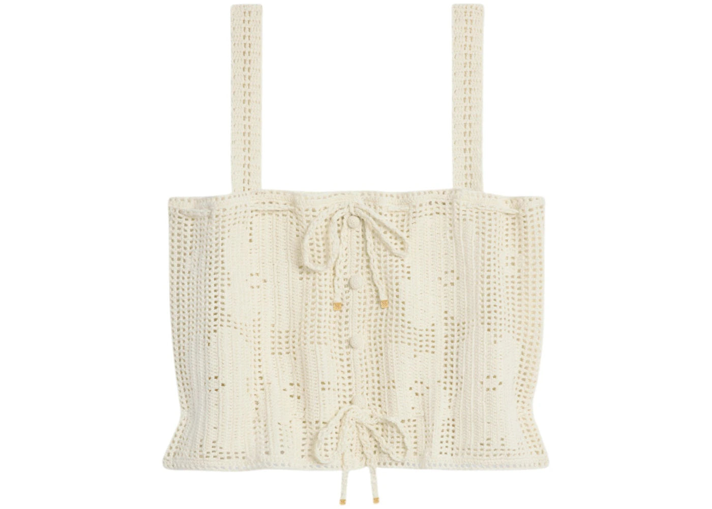 Celine Floral Hand-Crocheted Cotton Crop Top Off White
