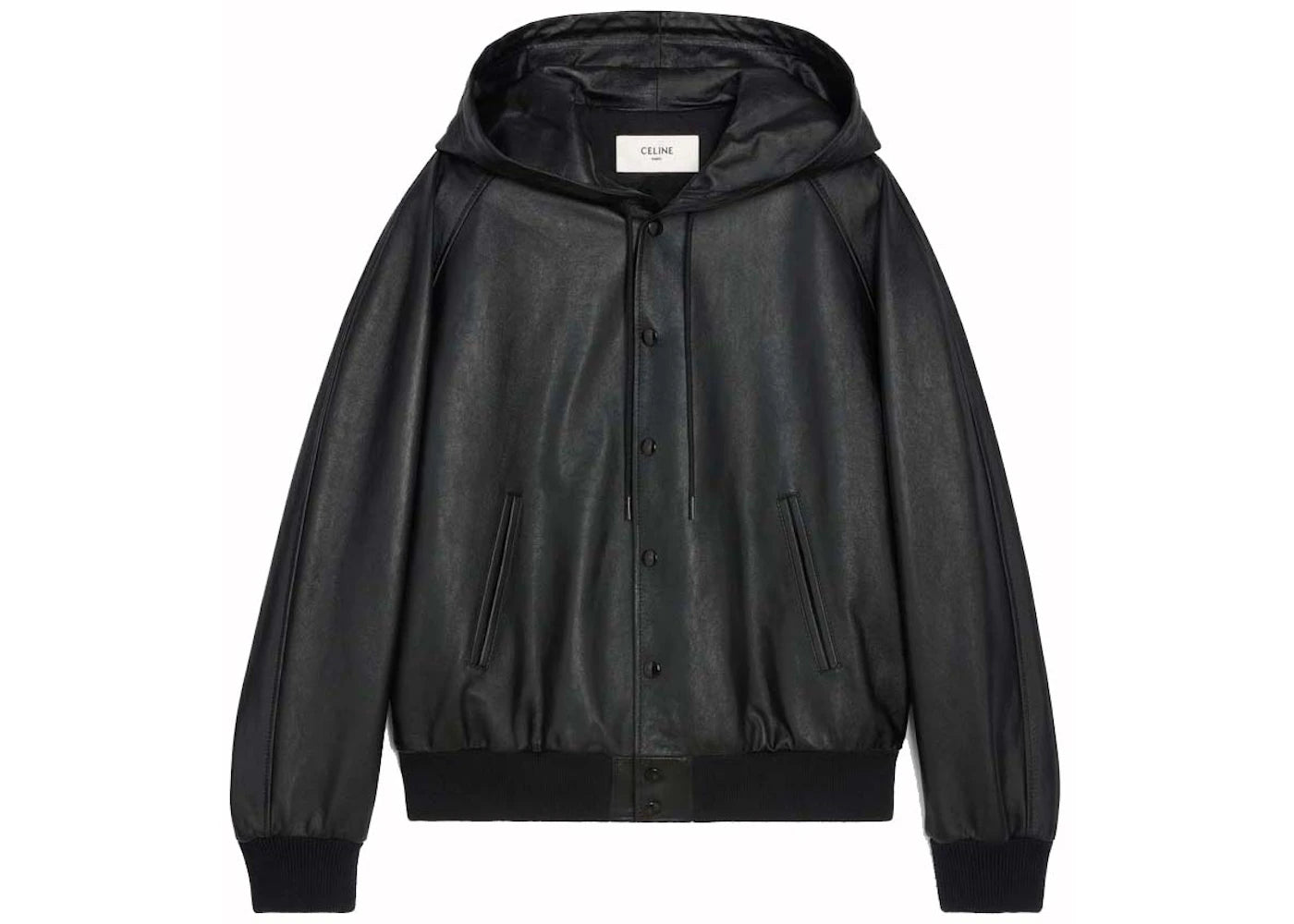 Celine Hooded Jacket In Soft Lambskin Black