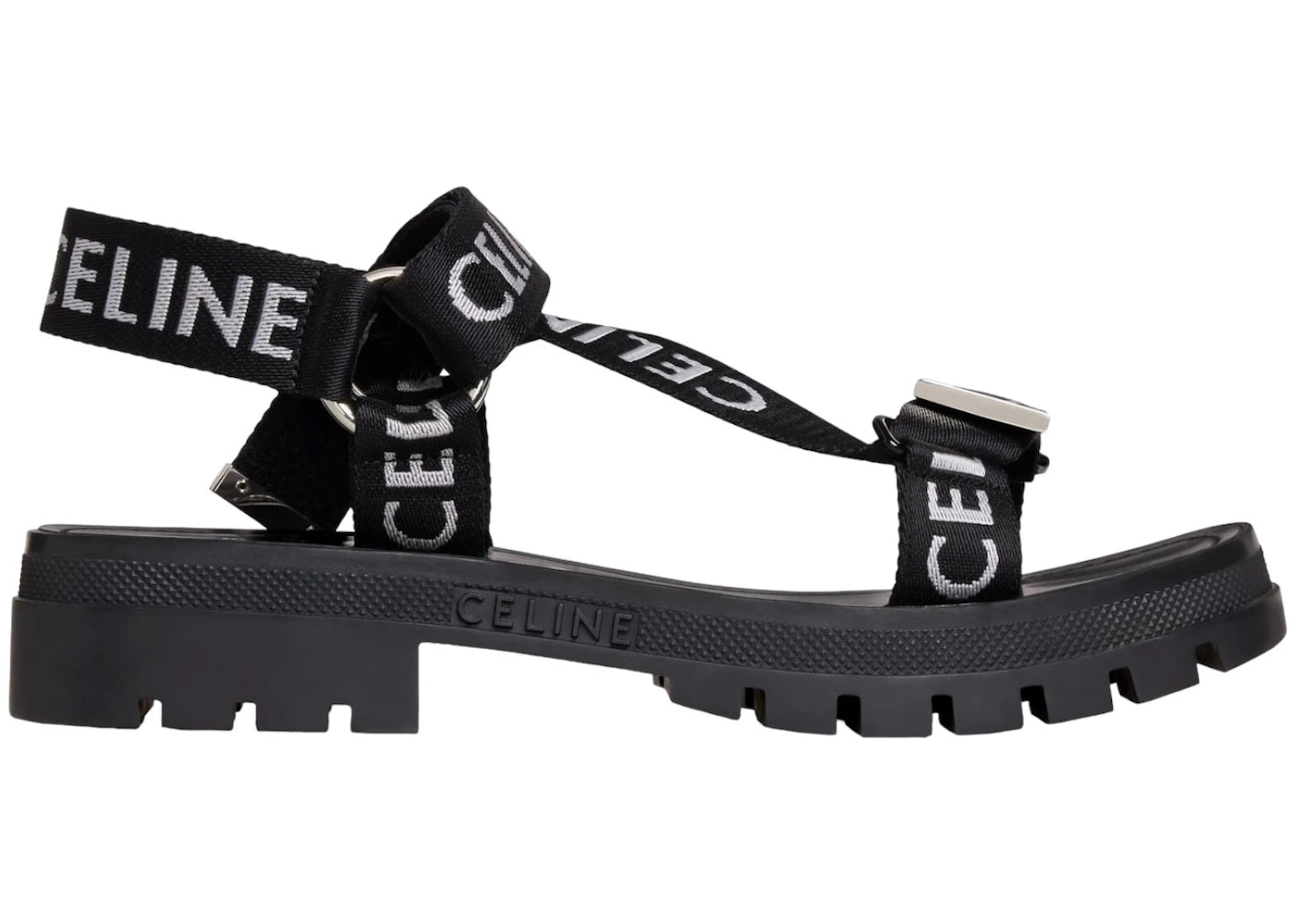 Celine Leo Strappy Sandal Black White