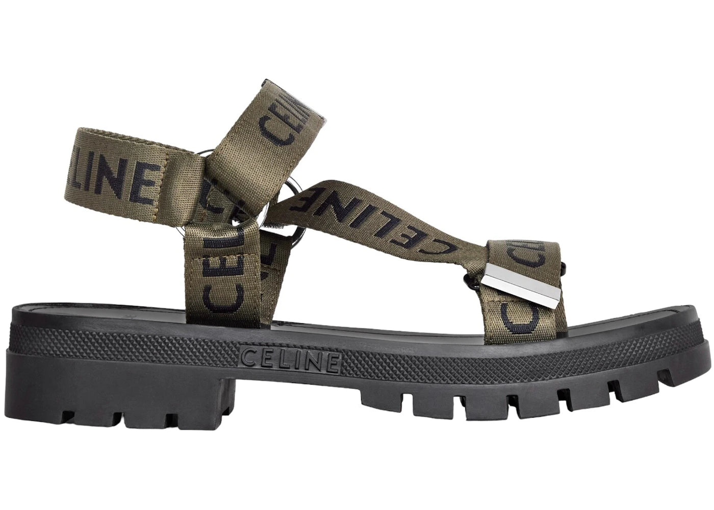 Celine Leo Strappy Sandal Khaki Black