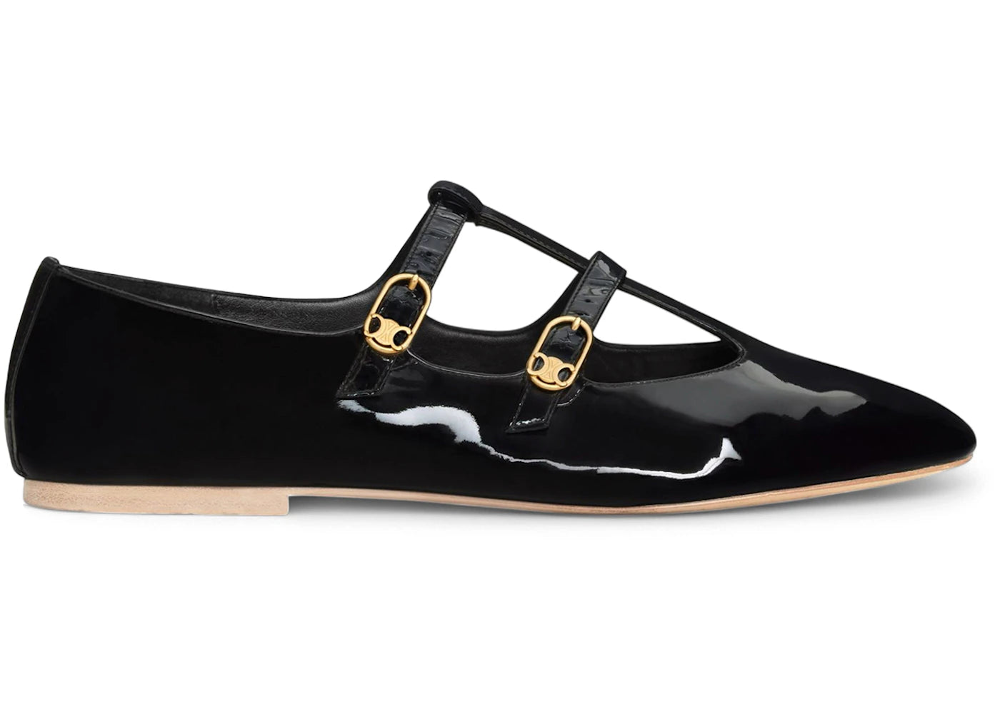 Celine Les Ballerines Celine Babies Black Patent (Women's)