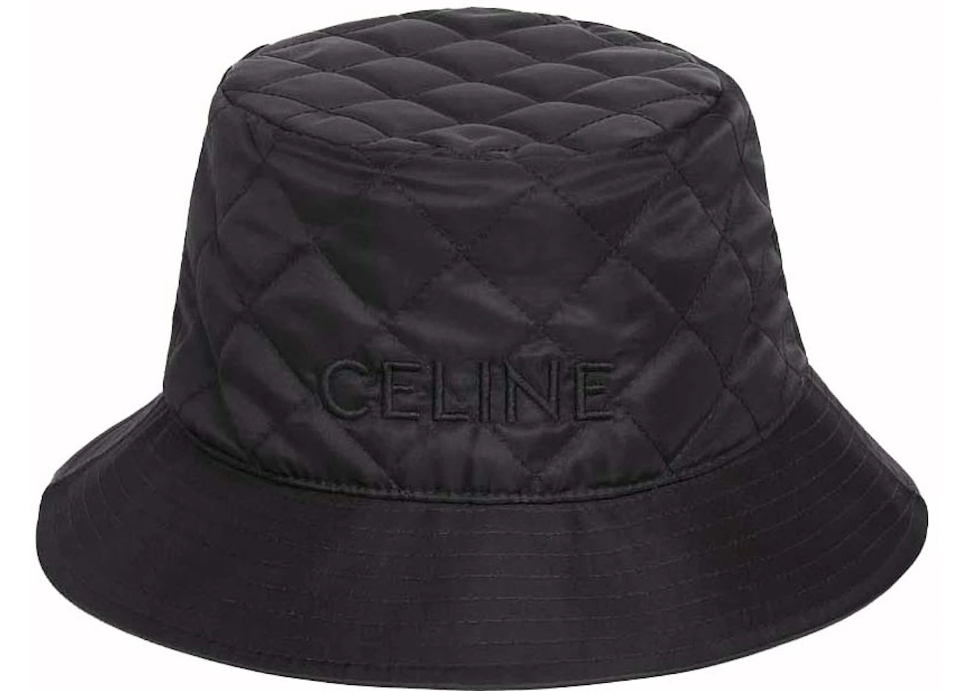 Celine Logo Bucket Hat In Lightweight Nylon Black
