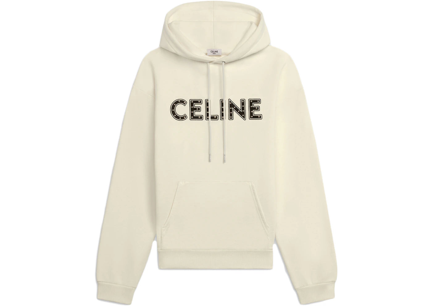 Celine Loose Cotton Sweatshirt with Studs Off White/Black