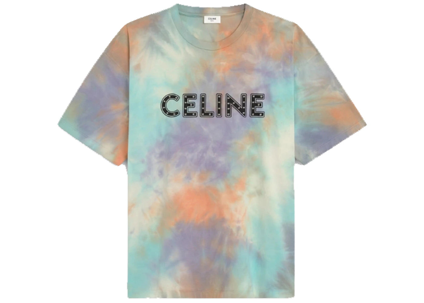 Celine Loose Cotton T-Shirt with Studs Multicolor