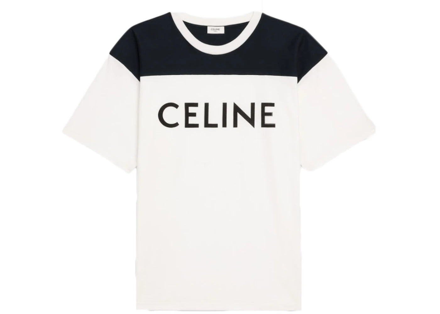 Celine Loose T-Shirt In Cotton Jersey Chalk/Black