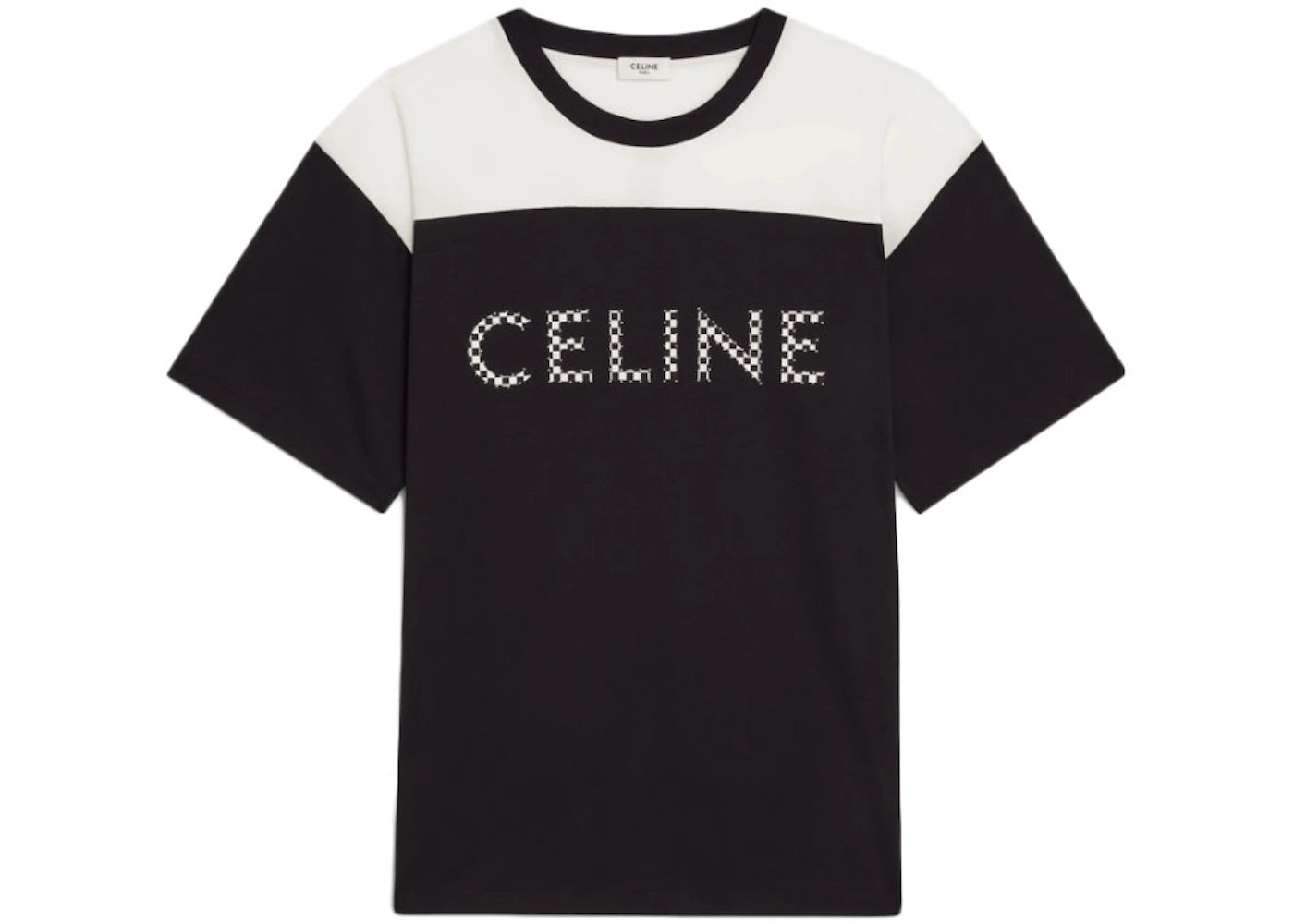 Celine Loose T-Shirt In Cotton Jersey With Studs Black/White