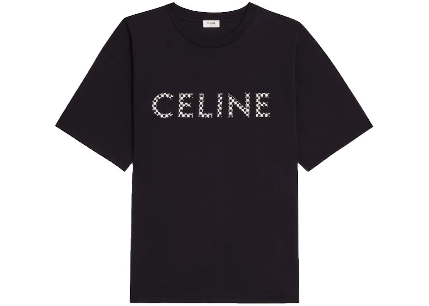 Celine Loose T-Shirt In Cotton Jersey With Studs Black