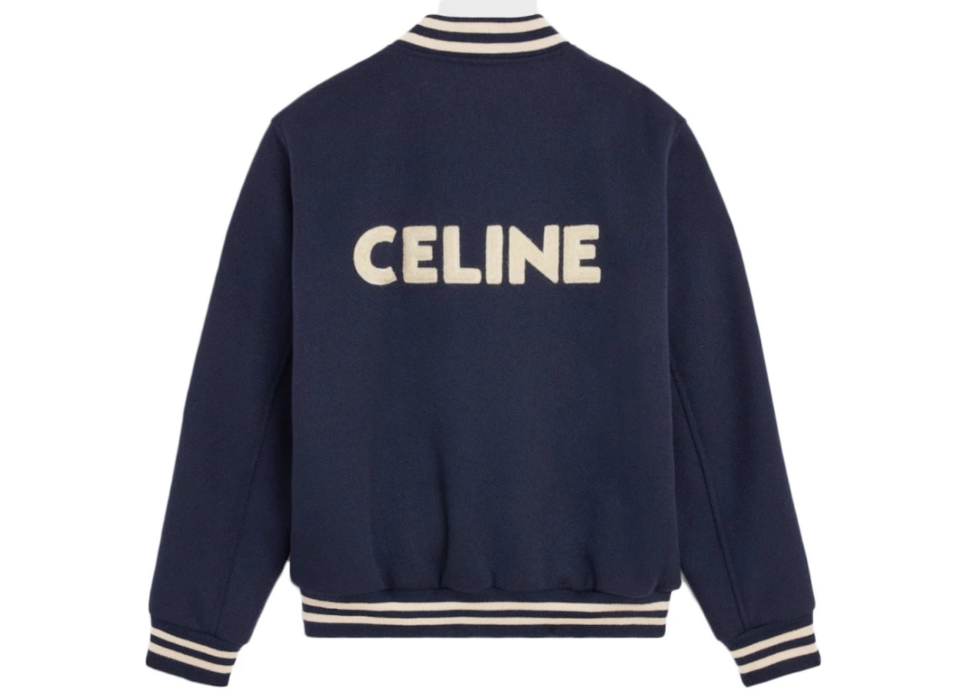 Celine Loose Varsity-Style Jacket In Wool Navy Blue