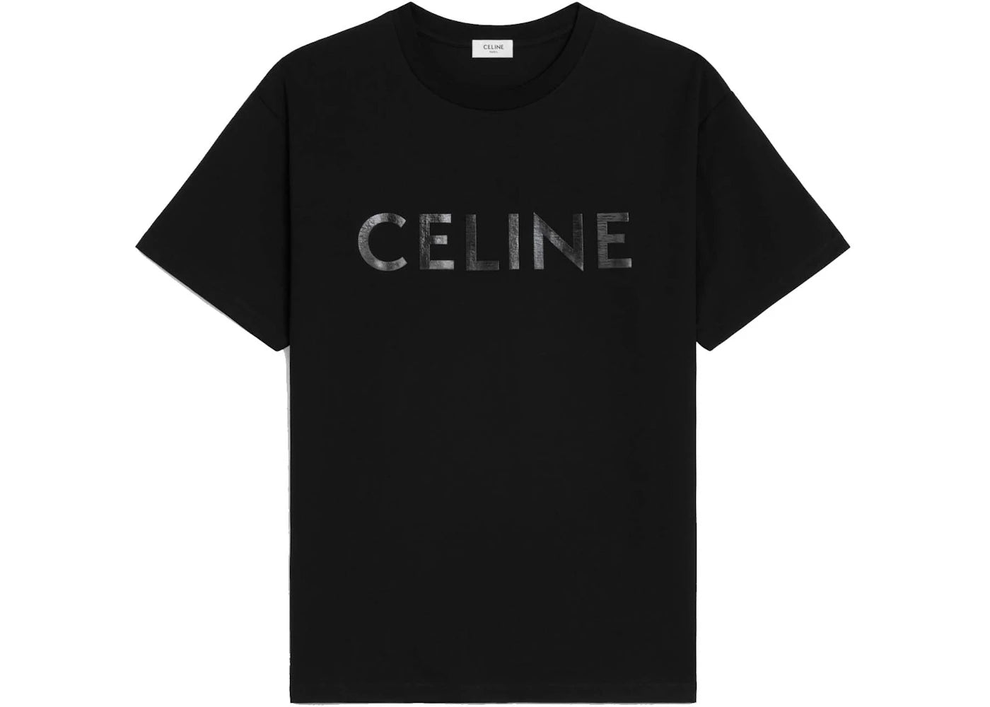 Celine Loose Vinyl T-shirt In Cotton Jersey Black