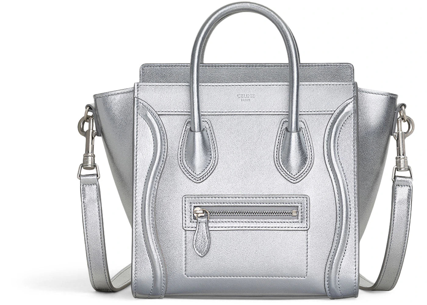 Celine Luggage Laminated Nano Silver