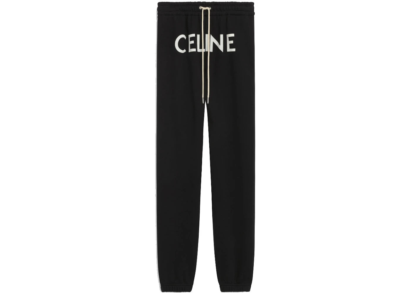 Celine Track Pants In Cotton Fleece Black/White