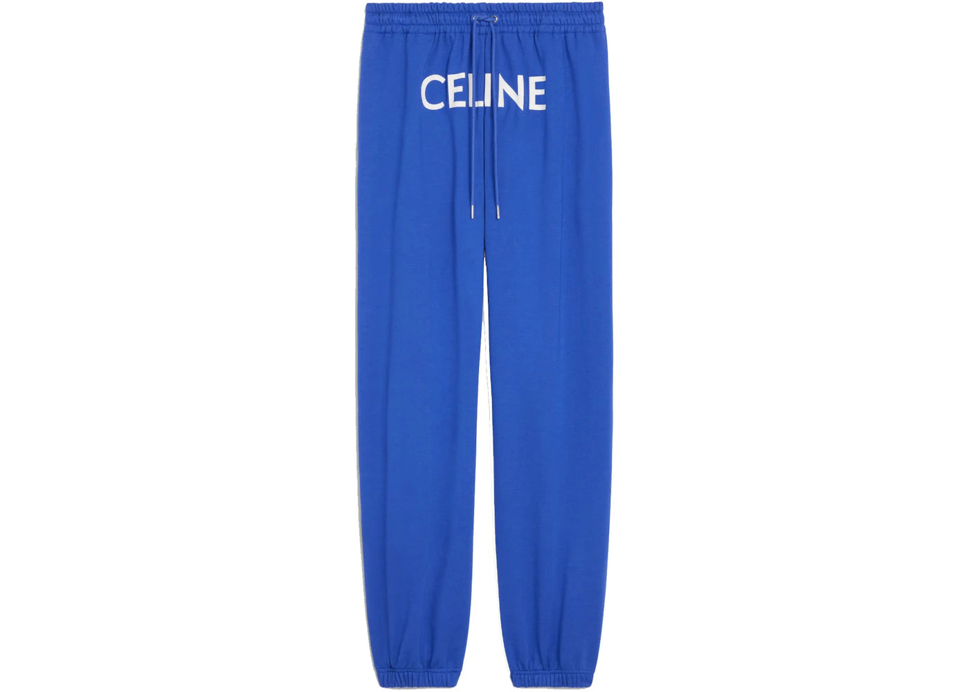 Celine Track Pants In Cotton Fleece Royal Blue/Off White