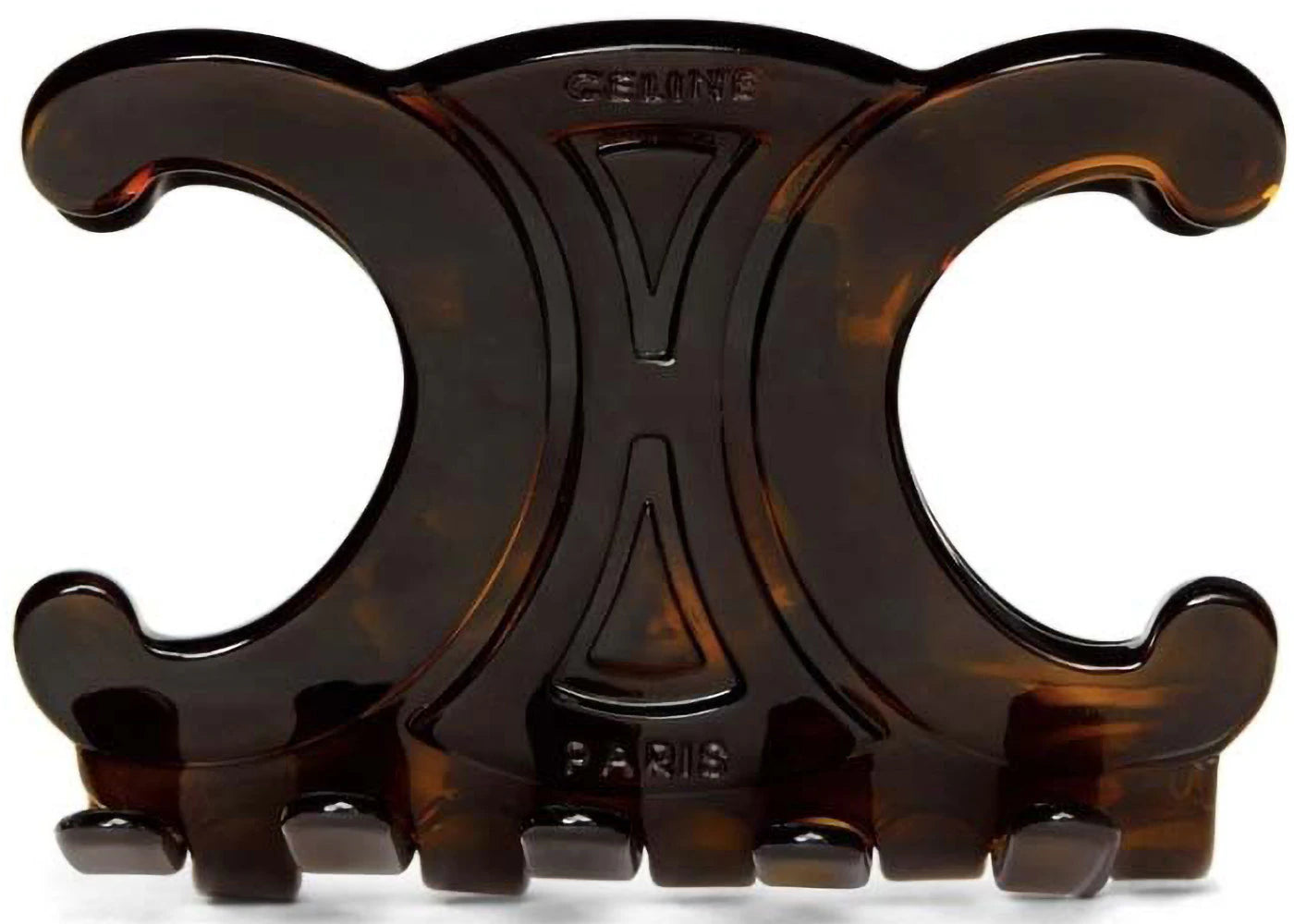 Celine Triomphe Large Hair Claw Dark Havana