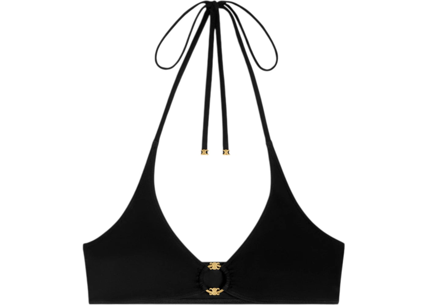 Celine Triomphe Ring in Matte Jersey Swim Top Black