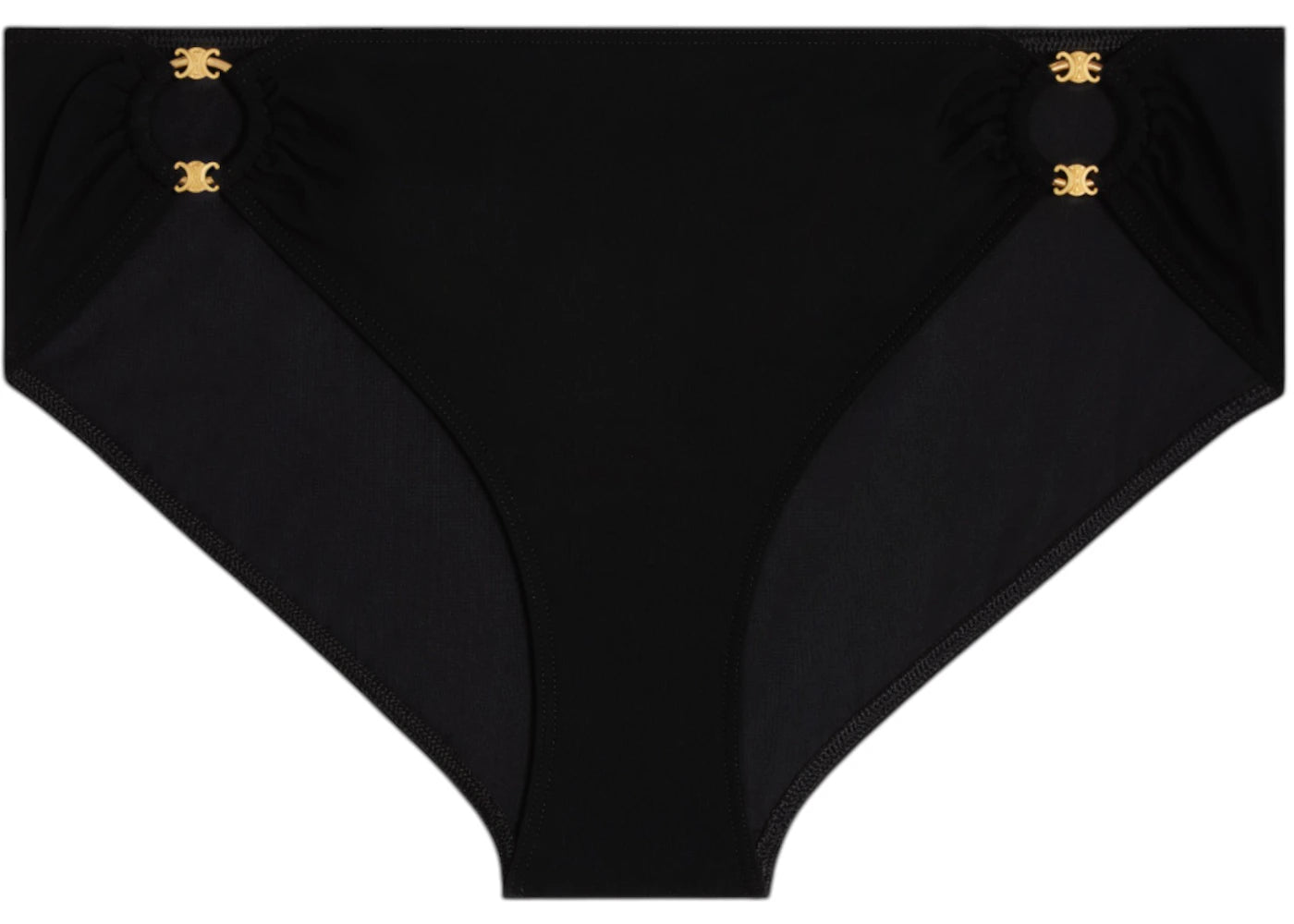 Celine Triomphe Rings in Matte Jersey Swimsuit Bottoms Black