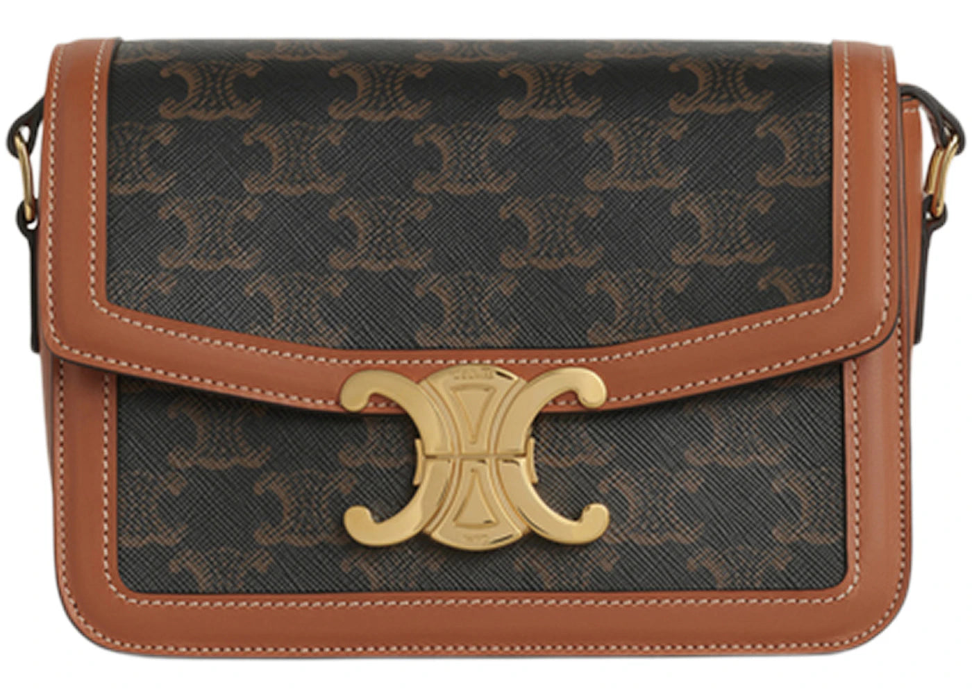 Celine Triomphe Shoulder Bag Teen Triomphe Tan