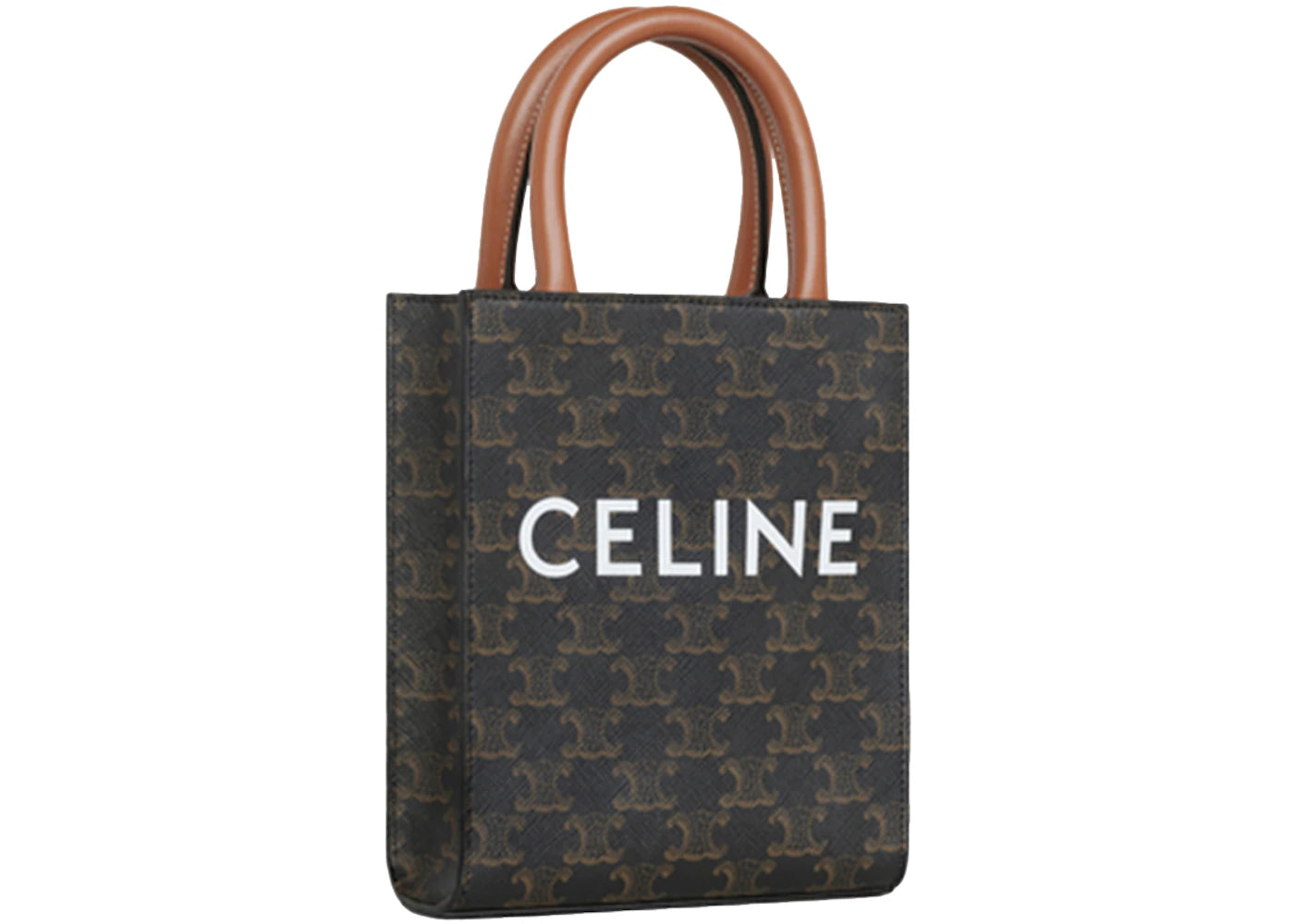 Celine Vertical Mini Tote Triomphe Canvas Tan