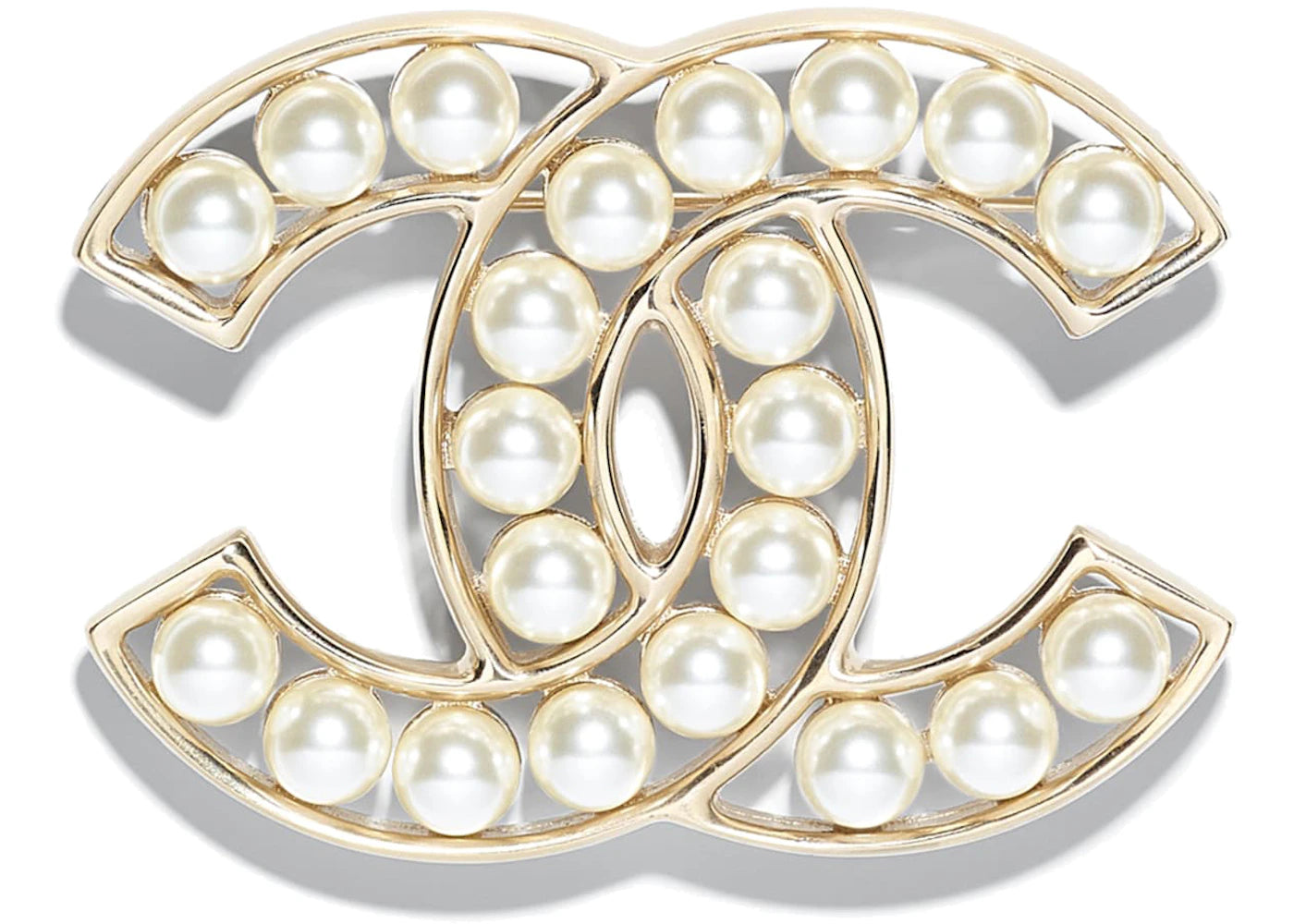 Chanel 19 Brooch Gold/White