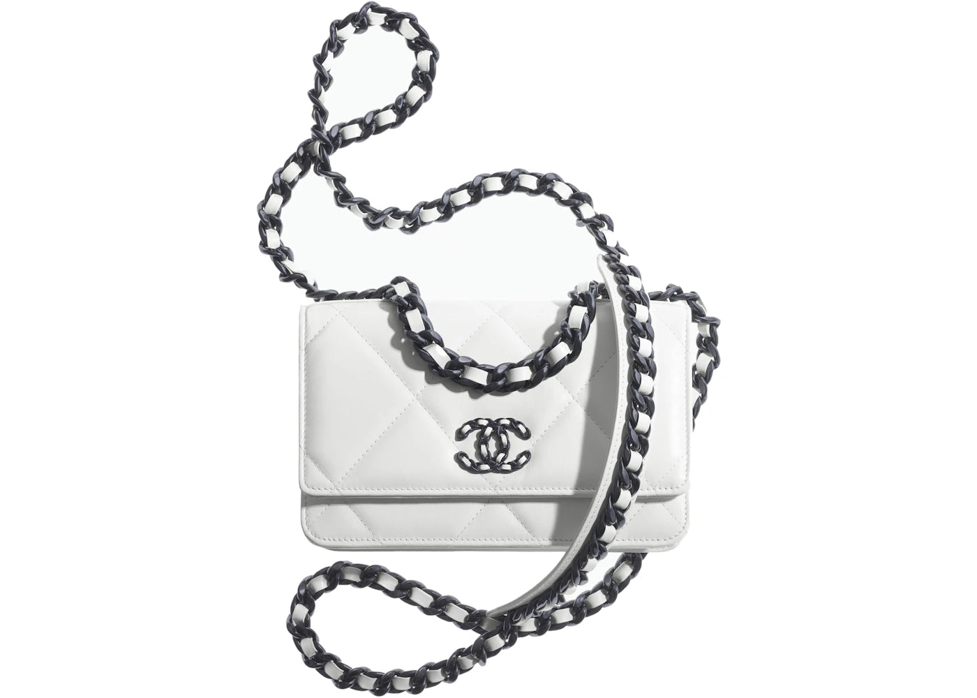 Chanel 19 Chain Wallet White/Black