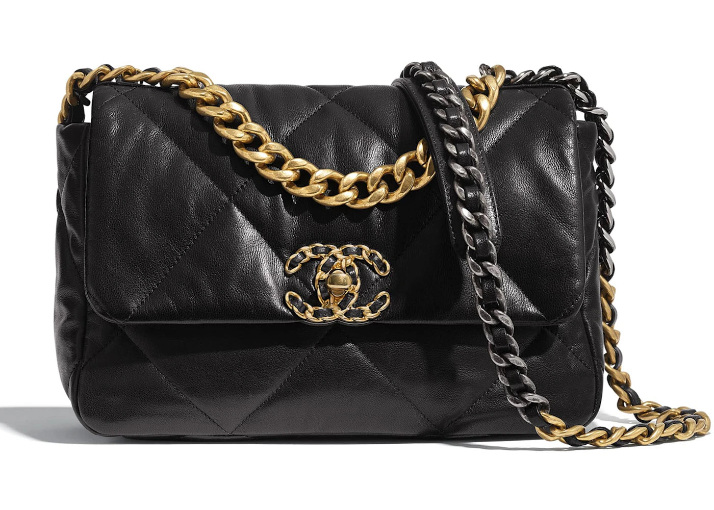 Chanel 19 Handbag Black Goatskin