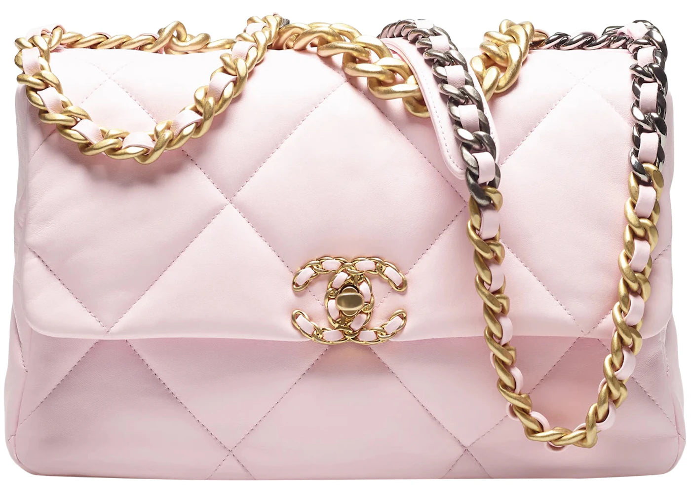 Chanel 19 Handbag Large 22S Lambskin Light Pink