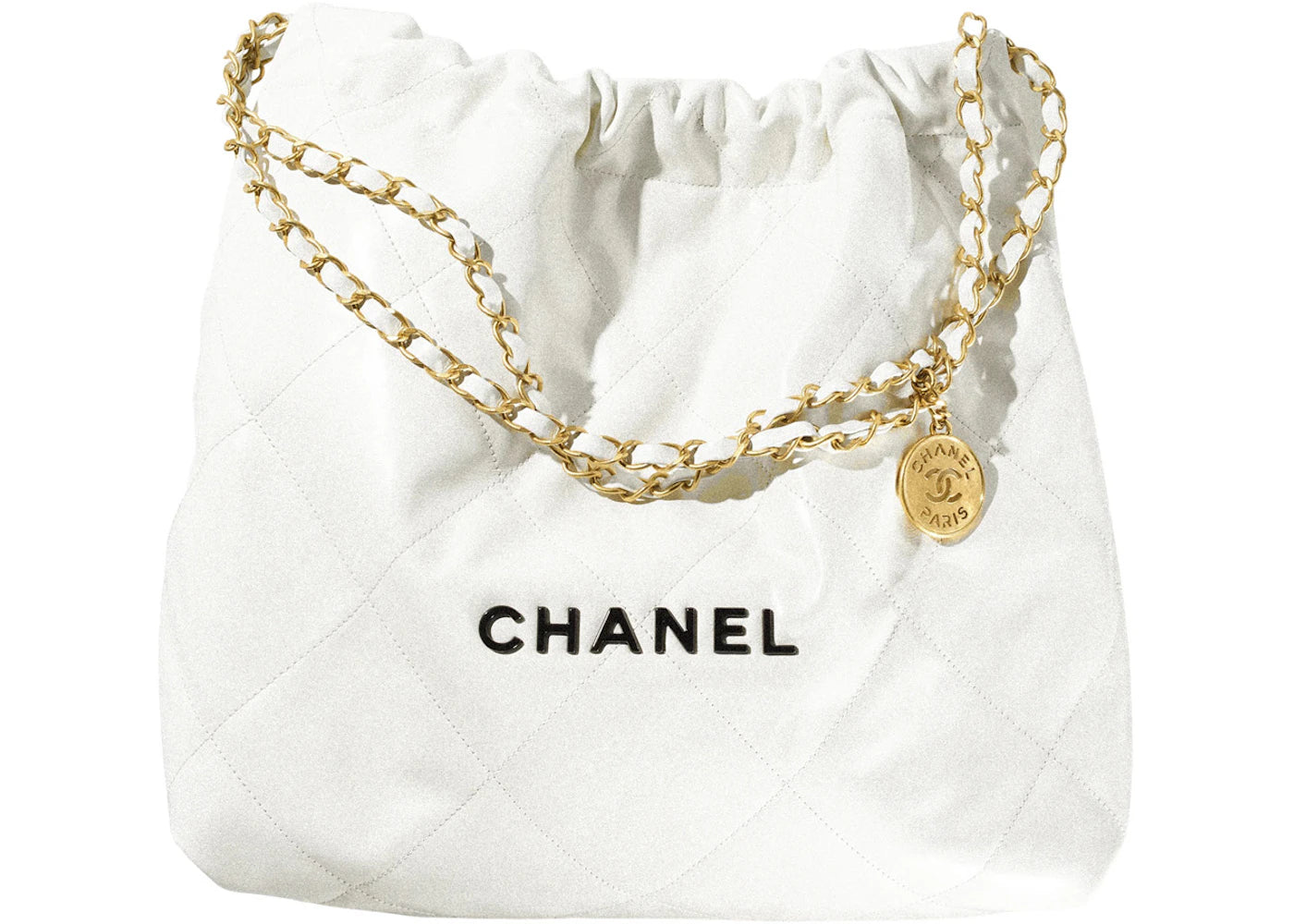 Chanel 22 Handbag 22S Calfskin White/Black Logo