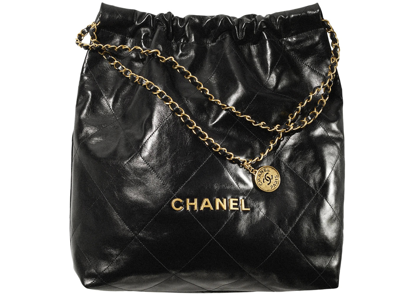 Chanel 22 Handbag Large 22S Calfskin Black/Gold Logo
