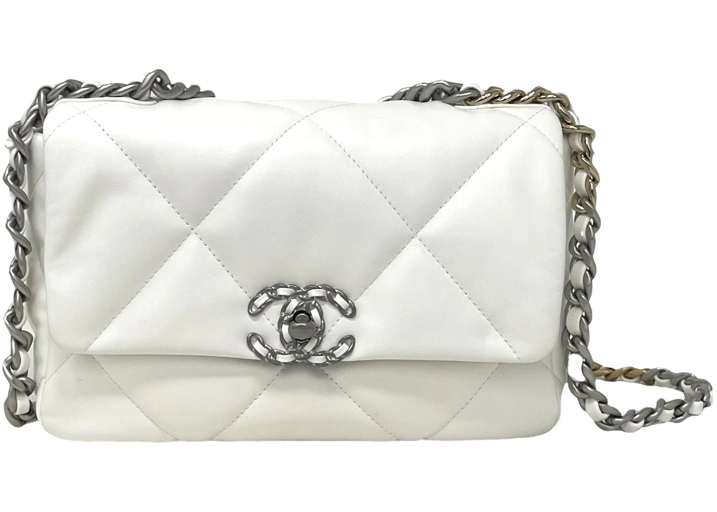 Chanel 22S Lambskin Chanel 19 Flap Bag Crossbody Bag Small White