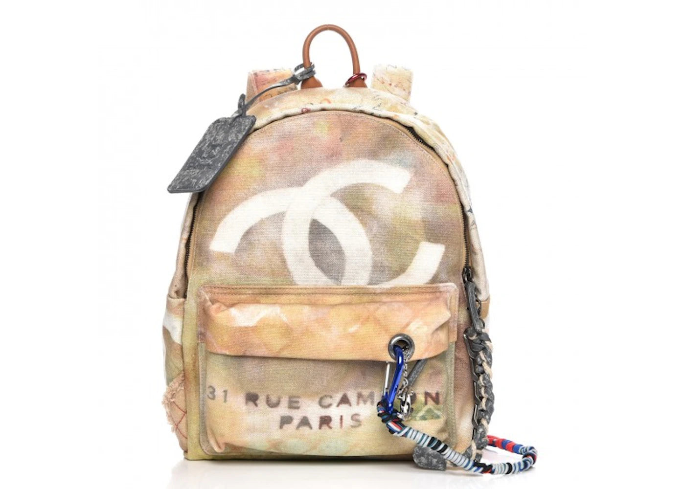 Chanel Art School Backpack Graffiti Printed Medium Beige