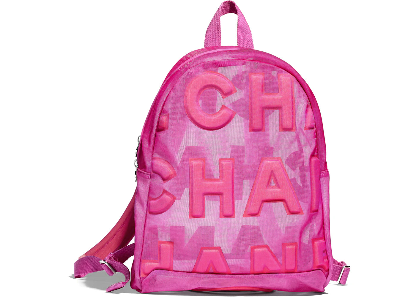 Chanel Backpack Nylon Silver-tone Pink