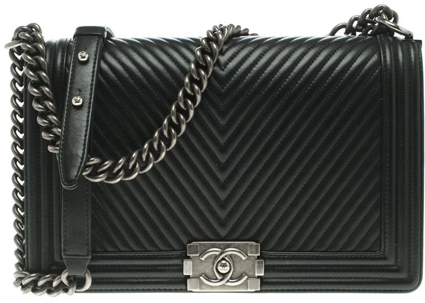Chanel Boy Flap Chevron New Medium Black