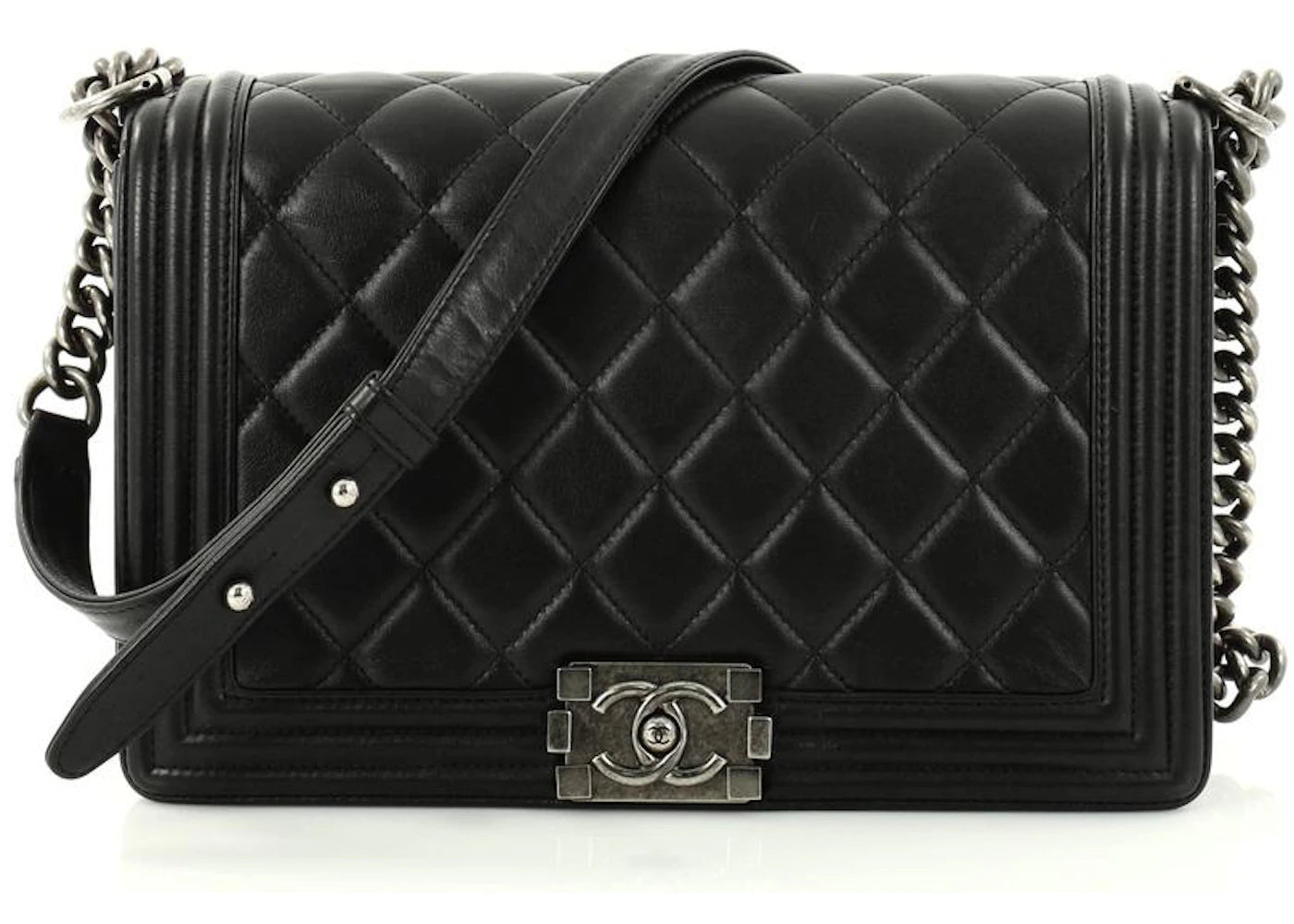 Chanel Boy Flap Quilted Diamond Lambskin New Medium Black