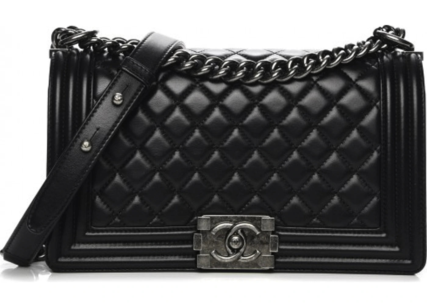 Chanel Boy Flap Quilted Lambskin Ruthenium Medium Black