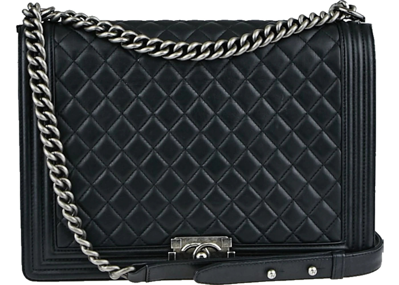 Chanel Boy Flap Quilted Lambskin Ruthenium Large Black