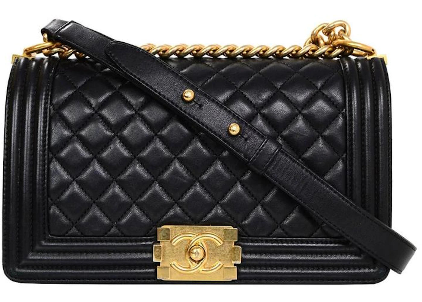 Chanel Boy Flap Quilted Lambskin Gold-tone Medium Black