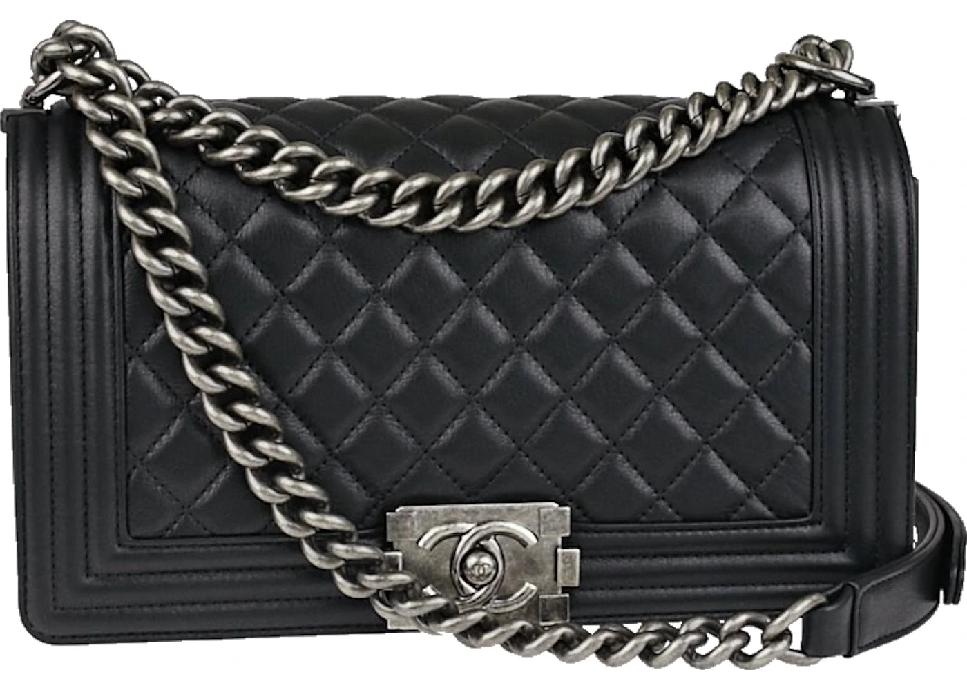 Chanel Boy Flap Quilted Calfskin Ruthenium Medium Black